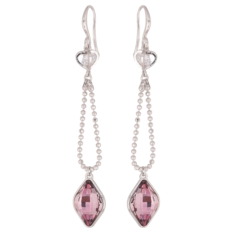 Сережки Xuping колір Родій з кристалами Swarovski французький замок "Ланцюжок з кристалом Amethyst" фото №1