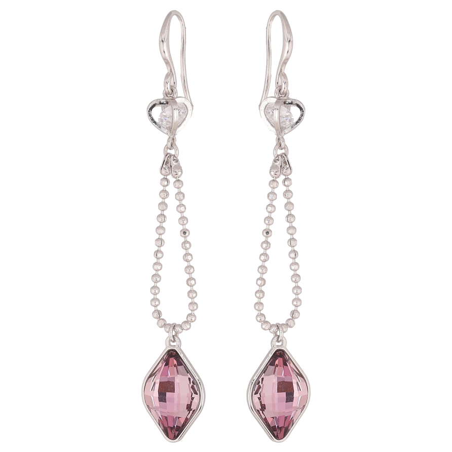 Серьги Xuping цвет Родий с кристаллами Swarovski французский замок "Цепочка с кристаллом Amethyst" фото №1