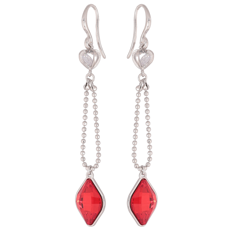 Сережки Xuping колір Родій з кристалами Swarovski французький замок «Ланцюжок з кристалом Siam» фото №3