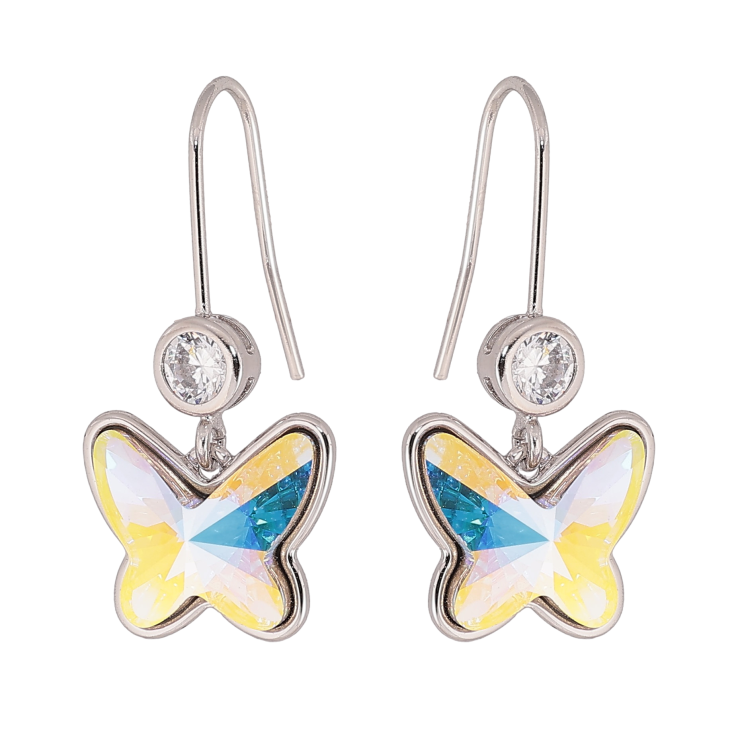 Серьги Xuping цвет Родий с кристаллами Swarovski французский замок "Бабочка кристалл АВ" фото №7