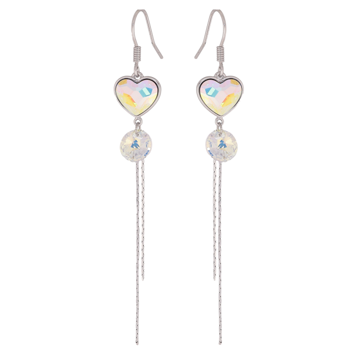 Серьги Xuping цвет Родий с кристаллами Swarovski французский замок "Романтические подвески с кристаллами АВ" фото №11 Серьги Xuping цвет Родий с кристаллами Swarovski французский замок "Романтические подвески с кристаллами АВ" фото №11