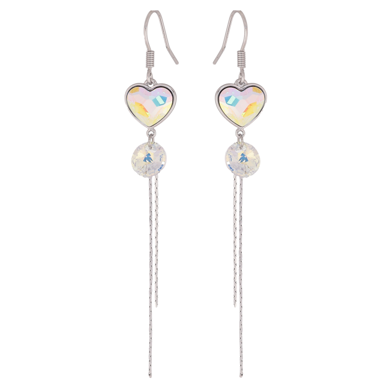 Сережки Xuping колір Родій з кристалами Swarovski французький замок "Романтичні підвіски з кристалами АВ" фото №7 Сережки Xuping колір Родій з кристалами Swarovski французький замок "Романтичні підвіски з кристалами АВ" фото №7