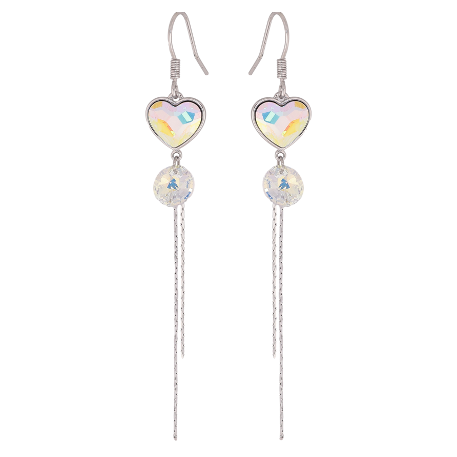 Серьги Xuping цвет Родий с кристаллами Swarovski французский замок "Романтические подвески с кристаллами АВ" фото №1