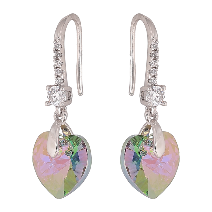 Серьги Xuping цвет Родий с кристаллами Swarovski французский замок "Сердца Vitrail Light" фото №22 Серьги Xuping цвет Родий с кристаллами Swarovski французский замок "Сердца Vitrail Light" фото №22