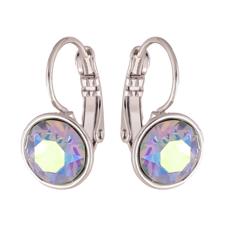 Серьги Xuping цвет Родий с кристаллами Swarovski французский замок "Кристаллы Peridot Shimmer" ø 10мм фото №3 Серьги Xuping цвет Родий с кристаллами Swarovski французский замок "Кристаллы Peridot Shimmer" ø 10мм фото №3