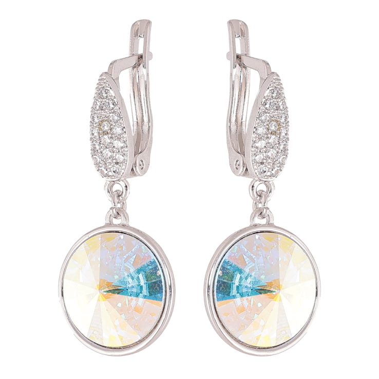 Серьги Xuping цвет Родий с кристаллами Swarovski английский замок "Кристаллы АВ" фото №24