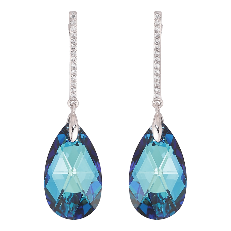 Серьги Xuping цвет Родий с кристаллами Swarovski пусеты "Дорожка с кристальной каплей Metallic Blue" фото №18 Серьги Xuping цвет Родий с кристаллами Swarovski пусеты "Дорожка с кристальной каплей Metallic Blue" фото №18