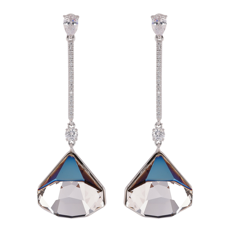 Серьги Xuping цвет Родий с кристаллами Swarovski пусеты "Подвески с кристаллами Bermuda Blue" фото №10