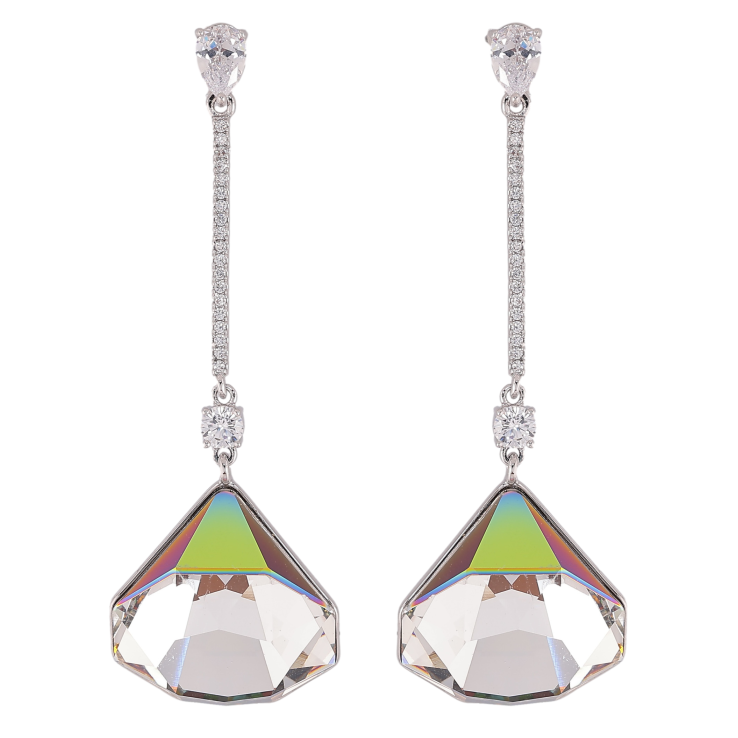 Серьги Xuping цвет Родий с кристаллами Swarovski пусеты "Подвески с кристаллами Vitrail Medium" фото №9