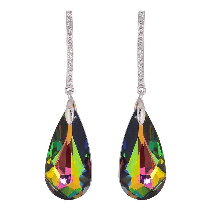 Серьги Xuping цвет Родий с кристаллами Swarovski пусеты "Дорожка с кристальной каплей Vitrail Medium" фото №17 Серьги Xuping цвет Родий с кристаллами Swarovski пусеты "Дорожка с кристальной каплей Vitrail Medium" фото №17