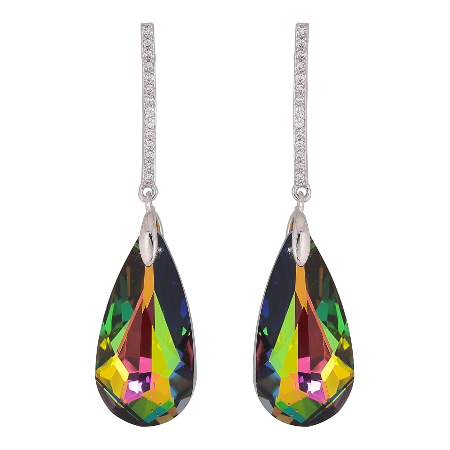 Сережки Xuping колір Родій з кристалами Swarovski пусети "Дорожка кристальною краплею Vitrail Medium" фото №1 Сережки Xuping колір Родій з кристалами Swarovski пусети "Дорожка кристальною краплею Vitrail Medium" фото №1