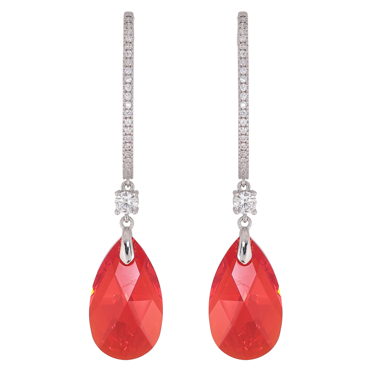 Серьги Xuping цвет Родий с кристаллами Swarovski пусеты "Дуга с подвесками Siam" фото №20