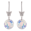 Серьги Xuping цвет Родий с кристаллами Swarovski пусеты "Кристальные дуги с бабочками и подвесками Shimmer" фото №3
