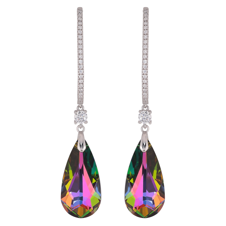 Сережки Xuping колір Родій з кристалами Swarovski пусети "Кристалеві дуги з підвісками Vitrail Medium" фото №1 Сережки Xuping колір Родій з кристалами Swarovski пусети "Кристалеві дуги з підвісками Vitrail Medium" фото №1