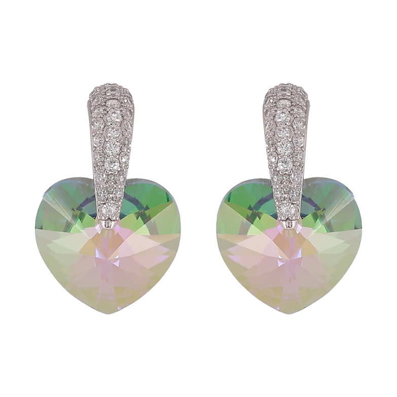 Сережки Xuping колір Родій з кристалами Swarovski пусети "Кристальне серце Vitrail Light на дужці" фото №1 Сережки Xuping колір Родій з кристалами Swarovski пусети "Кристальне серце Vitrail Light на дужці" фото №1