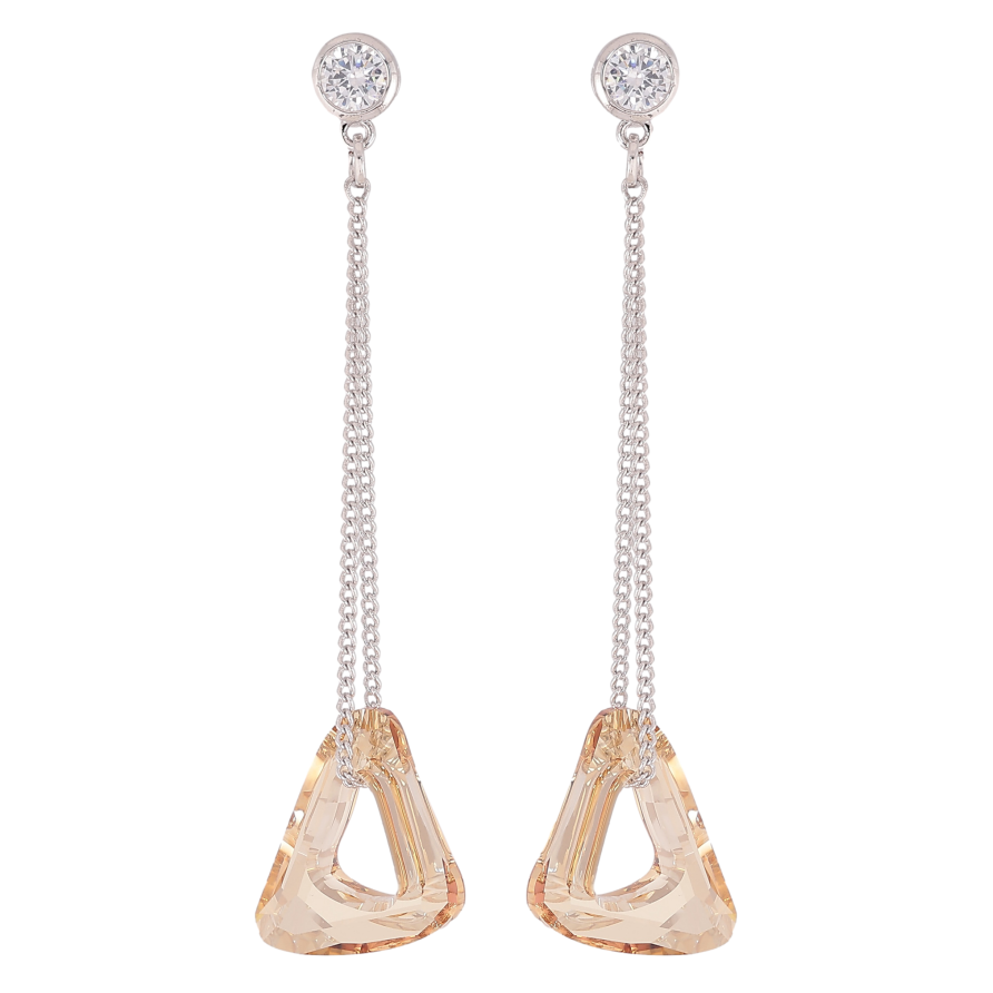 Серьги Xuping цвет Родий с кристаллами Swarovski пусеты "Кристальный треугольник Topaz на цепочке" фото №1 Серьги Xuping цвет Родий с кристаллами Swarovski пусеты "Кристальный треугольник Topaz на цепочке" фото №1