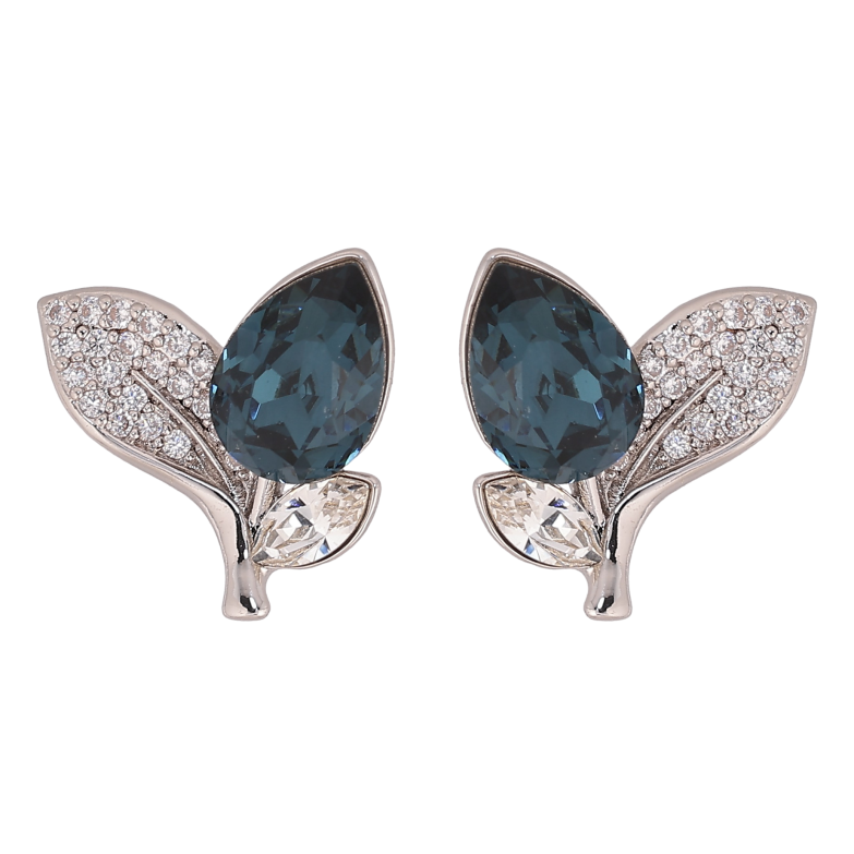 Сережки Xuping колір Родій з кристалами Swarovski пусети "Кристальний бутон Montana" фото №1 Сережки Xuping колір Родій з кристалами Swarovski пусети "Кристальний бутон Montana" фото №1