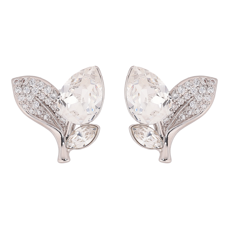 Серьги Xuping цвет Родий с кристаллами Swarovski пусеты "Кристальный бутон Сlear листики инкрустация" фото №10 Серьги Xuping цвет Родий с кристаллами Swarovski пусеты "Кристальный бутон Сlear листики инкрустация" фото №10