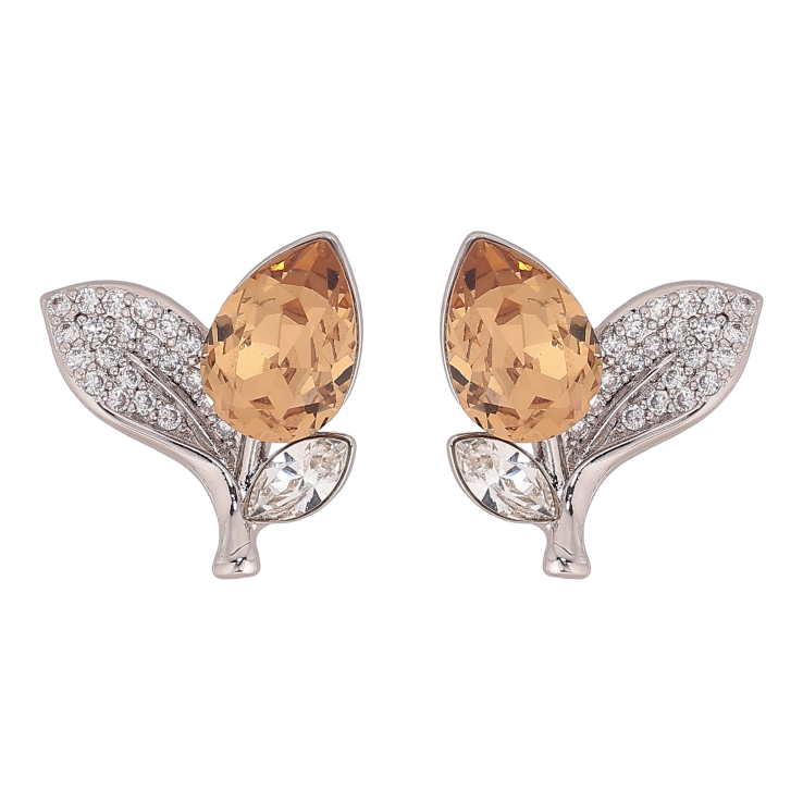 Серьги Xuping цвет Родий с кристаллами Swarovski пусеты "Кристальный бутон Topaz листики инкрустация" фото №11 Серьги Xuping цвет Родий с кристаллами Swarovski пусеты "Кристальный бутон Topaz листики инкрустация" фото №11