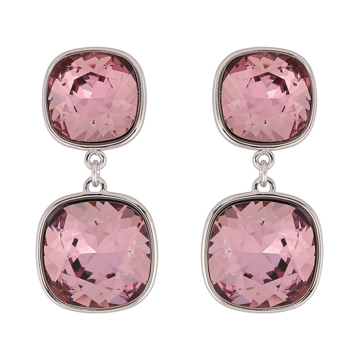 Серьги Xuping цвет Родий с кристаллами Swarovski пусеты "Кристаллы огранки подушечка Amethyst" фото №22