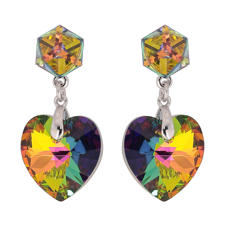 Серьги Xuping цвет Родий с кристаллами Swarovski пусеты "Кубики с кр-ми сердечками Vitrail Medium" фото №4 Серьги Xuping цвет Родий с кристаллами Swarovski пусеты "Кубики с кр-ми сердечками Vitrail Medium" фото №4