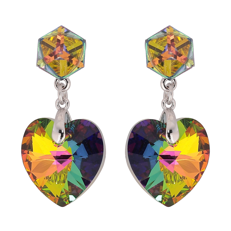 Серьги Xuping цвет Родий с кристаллами Swarovski пусеты "Кубики с кр-ми сердечками Vitrail Medium" фото №1 Серьги Xuping цвет Родий с кристаллами Swarovski пусеты "Кубики с кр-ми сердечками Vitrail Medium" фото №1