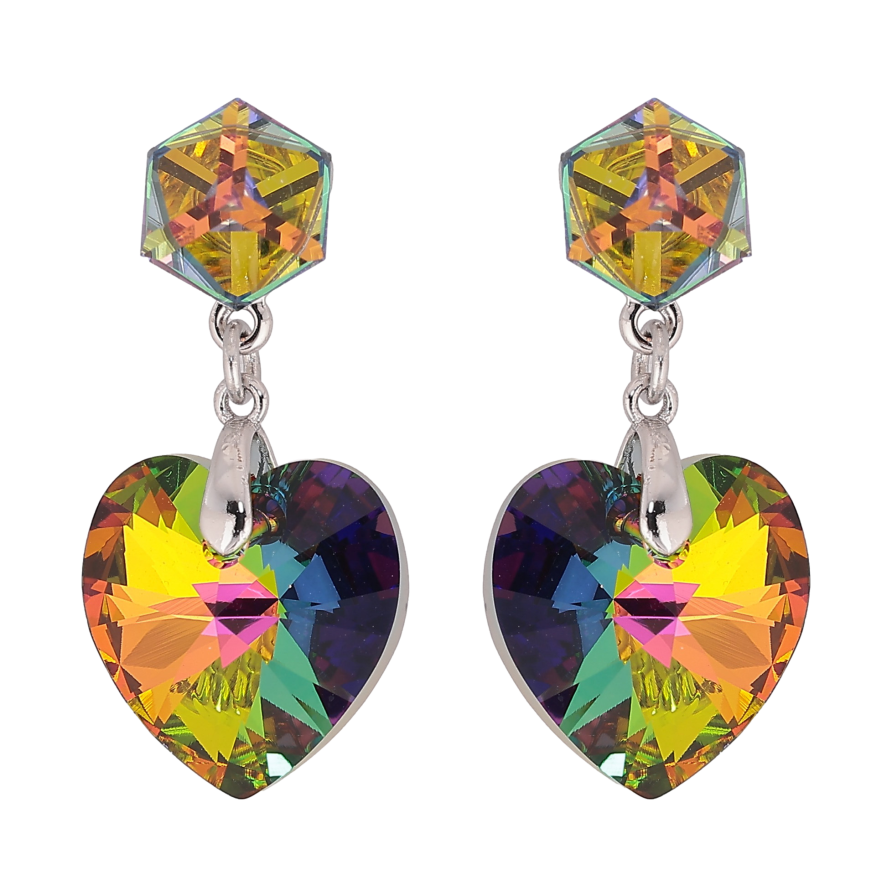 Серьги Xuping цвет Родий с кристаллами Swarovski пусеты "Кубики с кр-ми сердечками Vitrail Medium" фото №1 Серьги Xuping цвет Родий с кристаллами Swarovski пусеты "Кубики с кр-ми сердечками Vitrail Medium" фото №1