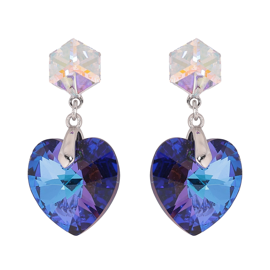 Серьги Xuping цвет Родий с кристаллами Swarovski пусеты "Кубики с кр-ми сердечками Bermuda Blue" фото №1 Серьги Xuping цвет Родий с кристаллами Swarovski пусеты "Кубики с кр-ми сердечками Bermuda Blue" фото №1