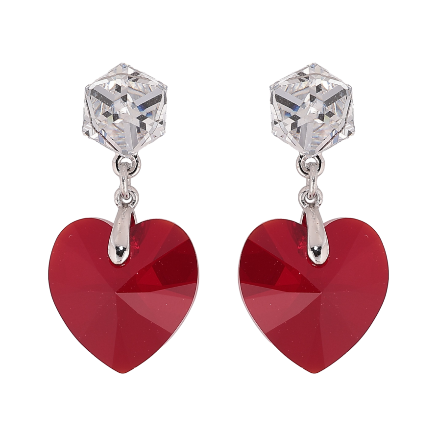 Серьги Xuping цвет Родий с кристаллами Swarovski пусеты "Кубики с кристальными сердечками Siam" фото №1 Серьги Xuping цвет Родий с кристаллами Swarovski пусеты "Кубики с кристальными сердечками Siam" фото №1