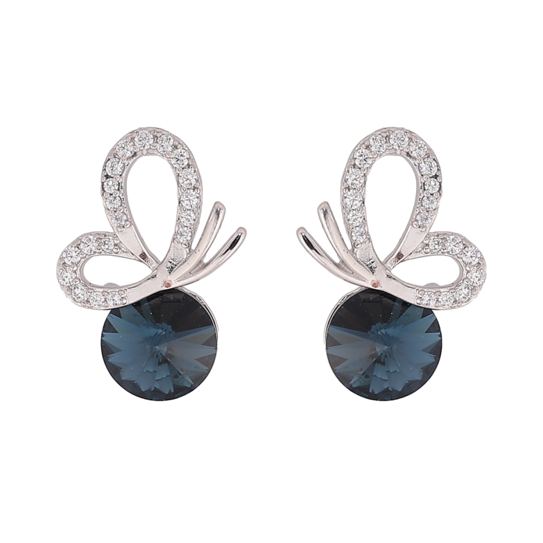 Сережки Xuping колір Родій з кристалами Swarovski пусети «Метелик з кристалом Montana» фото №5 Сережки Xuping колір Родій з кристалами Swarovski пусети «Метелик з кристалом Montana» фото №5