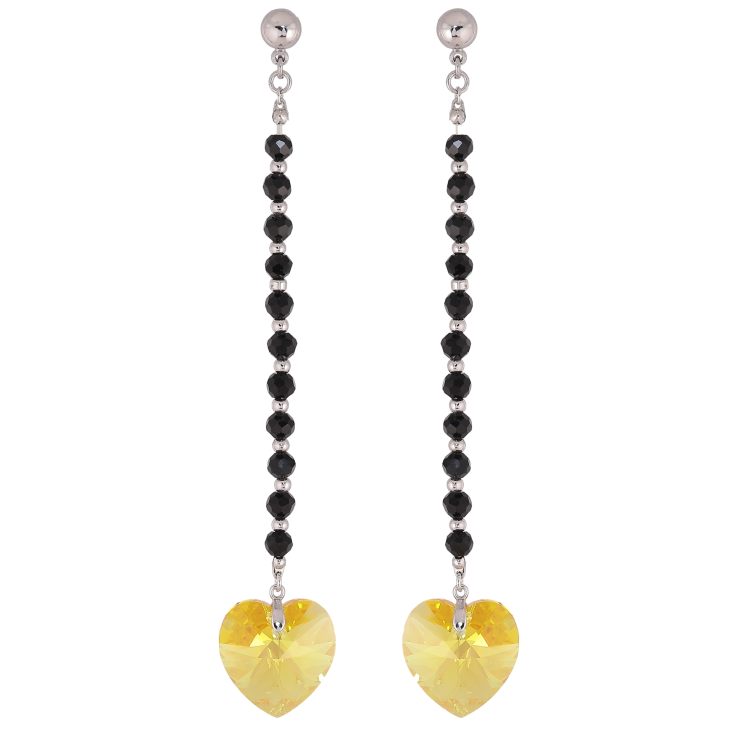 Серьги Xuping цвет Родий с кристаллами Swarovski пусеты "Подвески из черных бусин с кристаллами Sunflower" фото №13