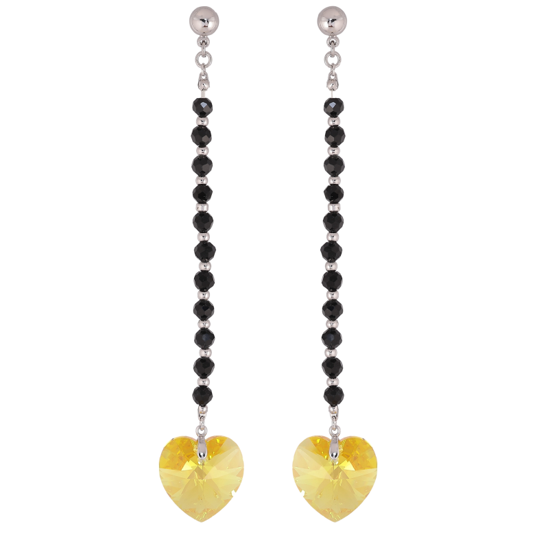 Сережки Xuping колір Родій з кристалами Swarovski пусети «Підвіски з чорних намистин із кристалами Sunflower» фото №2