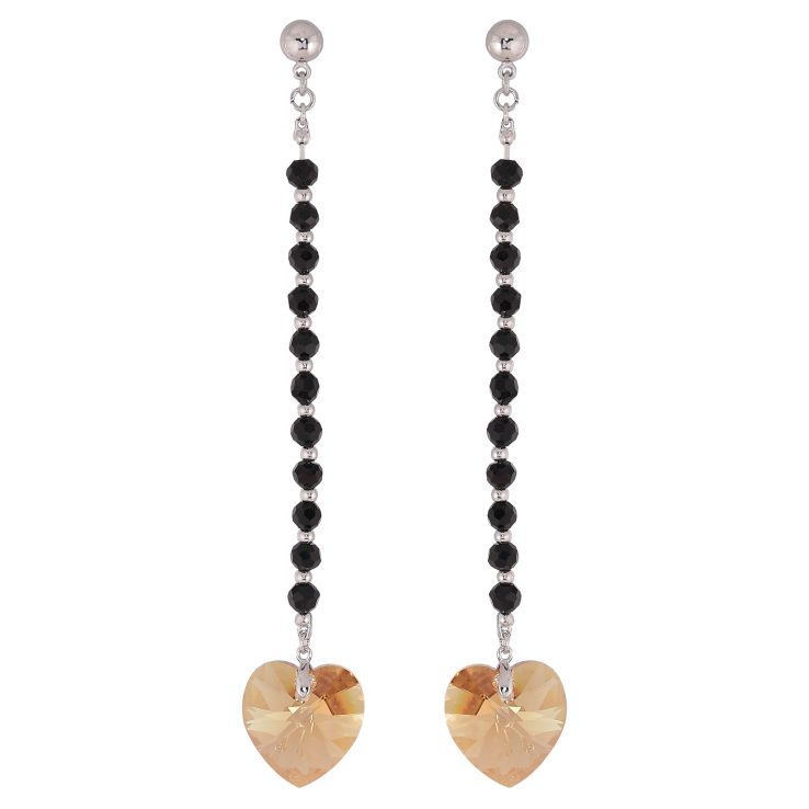 Серьги Xuping цвет Родий с кристаллами Swarovski пусеты "Подвески из черных бусин с кристаллами Topaz" фото №14