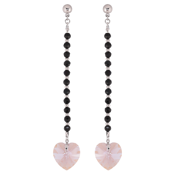 Серьги Xuping цвет Родий с кристаллами Swarovski пусеты "Подвески из черных бусин с кристаллами Rose" фото №12