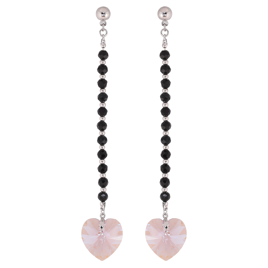 Сережки Xuping колір Родій з кристалами Swarovski пусети «Підвіски з чорних намистин з кристалами Rose» фото №1 Сережки Xuping колір Родій з кристалами Swarovski пусети «Підвіски з чорних намистин з кристалами Rose» фото №1