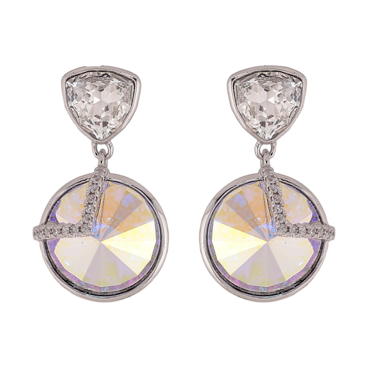 Серьги Xuping цвет Родий с кристаллами Swarovski пусеты "Подвески с кристаллами Clear и АВ" фото №24