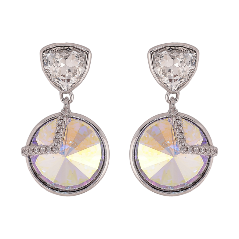 Серьги Xuping цвет Родий с кристаллами Swarovski пусеты "Подвески с кристаллами Clear и АВ" фото №1