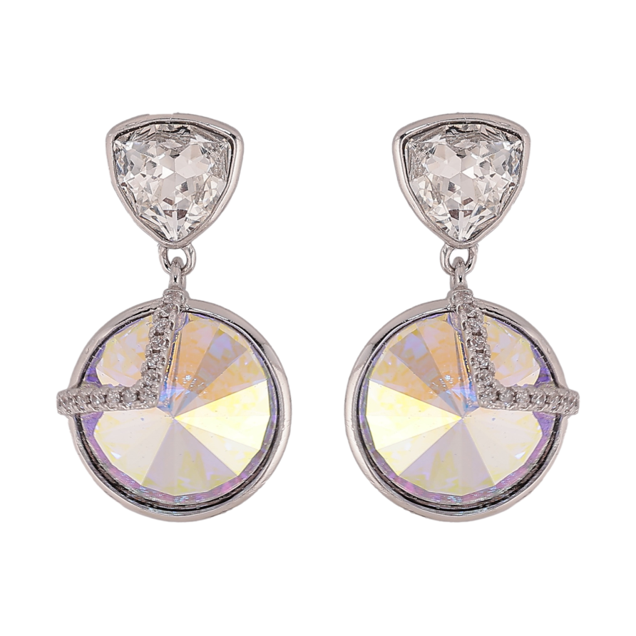 Серьги Xuping цвет Родий с кристаллами Swarovski пусеты "Подвески с кристаллами Clear и АВ" фото №1