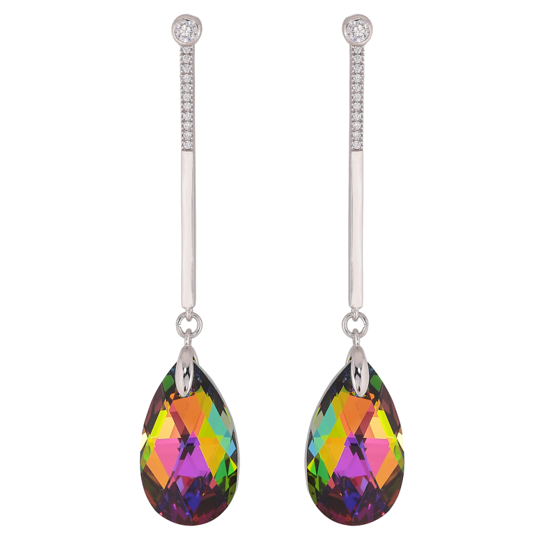 Сережки Xuping колір Родій з кристалами Swarovski пусети "Підвіски з кристалами Vitrail Medium" фото №1