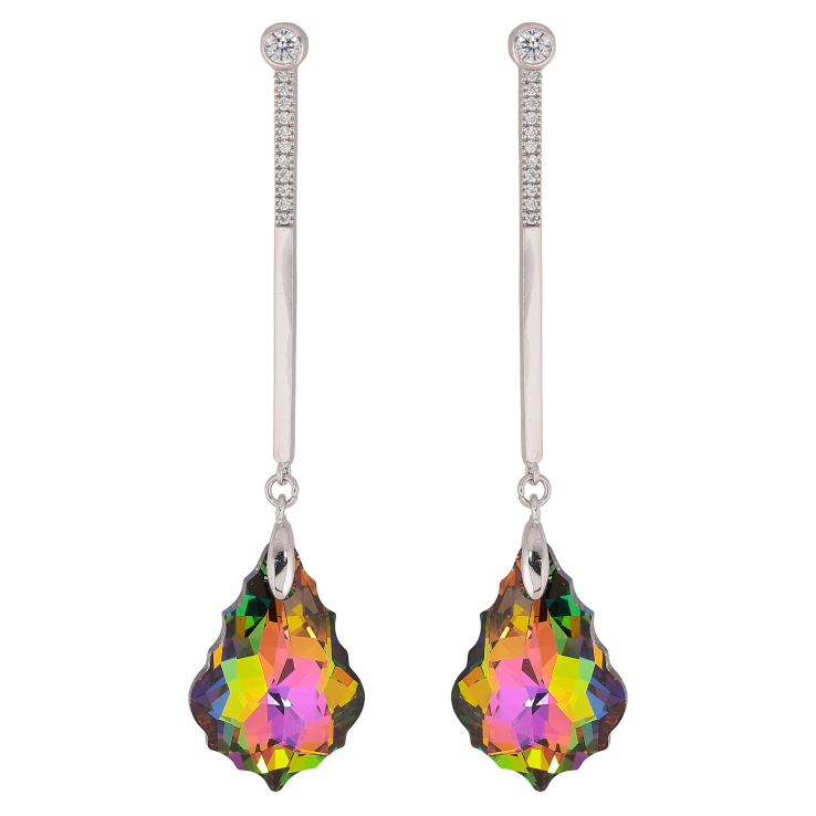 Серьги Xuping цвет Родий с кристаллами Swarovski пусеты "Подвески с кристаллом Vitrail в огранке Baroque" фото №12 Серьги Xuping цвет Родий с кристаллами Swarovski пусеты "Подвески с кристаллом Vitrail в огранке Baroque" фото №12