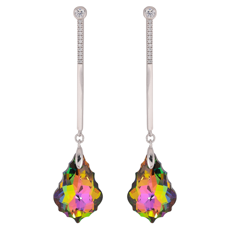 Серьги Xuping цвет Родий с кристаллами Swarovski пусеты "Подвески с кристаллом Vitrail в огранке Baroque" фото №1 Серьги Xuping цвет Родий с кристаллами Swarovski пусеты "Подвески с кристаллом Vitrail в огранке Baroque" фото №1