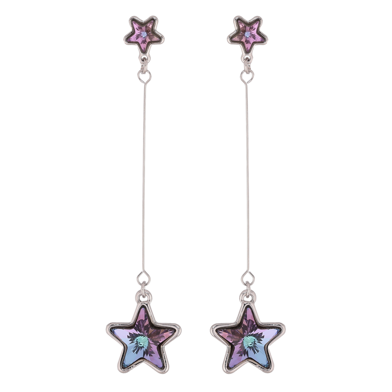 Сережки Xuping колір Родій з кристалами Swarovski пусети "Підвіски зірочки з кристалами Paradise Shine" фото №1