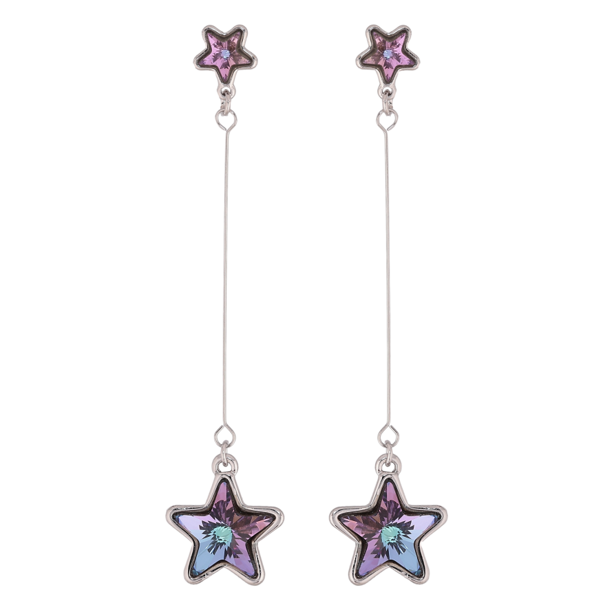 Серьги Xuping цвет Родий с кристаллами Swarovski пусеты "Подвески звездочки с кристаллами Paradise Shine" фото №1