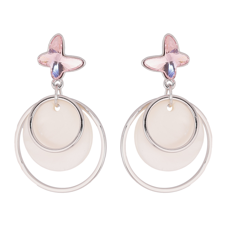 Серьги Xuping цвет Родий с кристаллами Swarovski пусеты "Кристальная бабочка Rose с перламутровой подвеской" фото №1 Серьги Xuping цвет Родий с кристаллами Swarovski пусеты "Кристальная бабочка Rose с перламутровой подвеской" фото №1