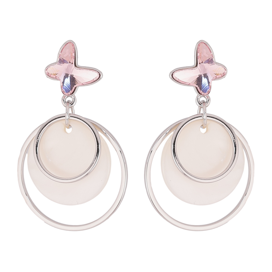 Серьги Xuping цвет Родий с кристаллами Swarovski пусеты "Кристальная бабочка Rose с перламутровой подвеской" фото №1 Серьги Xuping цвет Родий с кристаллами Swarovski пусеты "Кристальная бабочка Rose с перламутровой подвеской" фото №1