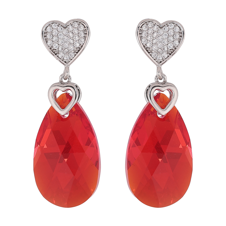 Сережки Xuping колір Родій з кристалами Swarovski пусети "Серце з кристальною підвіскою Siam" фото №1 Сережки Xuping колір Родій з кристалами Swarovski пусети "Серце з кристальною підвіскою Siam" фото №1