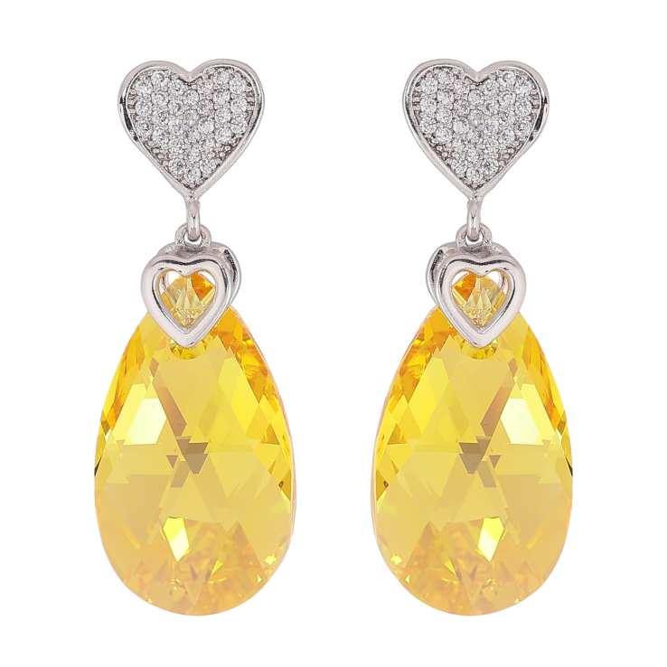 Серьги Xuping цвет Родий с кристаллами Swarovski пусеты "Сердце с кристальной подвеской Sunflower" фото №12 Серьги Xuping цвет Родий с кристаллами Swarovski пусеты "Сердце с кристальной подвеской Sunflower" фото №12