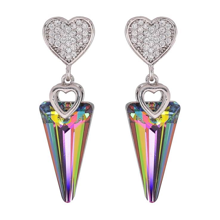 Серьги Xuping цвет Родий с кристаллами Swarovski пусеты "Сердечки с кристаллами Vitrail Medium" фото №8 Серьги Xuping цвет Родий с кристаллами Swarovski пусеты "Сердечки с кристаллами Vitrail Medium" фото №8