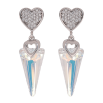 Сережки Xuping колір Родій з кристалами Swarovski пусети 2Сердечки з  підвісками кристал Shimmer" фото №2