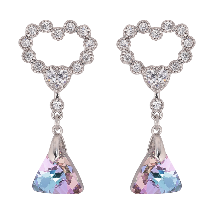 Серьги Xuping цвет Родий с кристаллами Swarovski пусеты "Сердечки с подвеской кристалл Paradise Shine" фото №16 Серьги Xuping цвет Родий с кристаллами Swarovski пусеты "Сердечки с подвеской кристалл Paradise Shine" фото №16